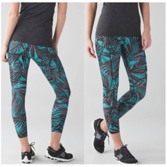 Lululemon Pants - Lululemon Tigh Stuff Tight Palm Lace‎ Tofino Teal Womens Size 4 Leggings scallop
